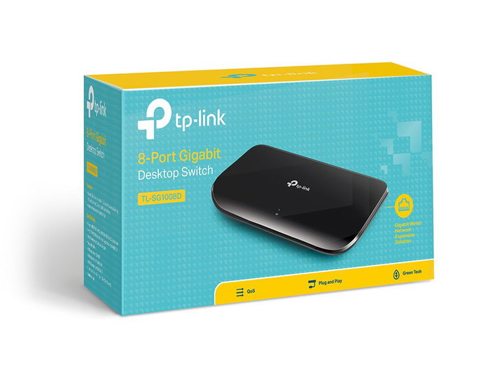TP-Link TL-SG1008D Switch de 8 Puertos Gigabit Ethernet Negro TP-Link TL-SG1008D Switch de 8 Puertos Gigabit Ethernet Negro